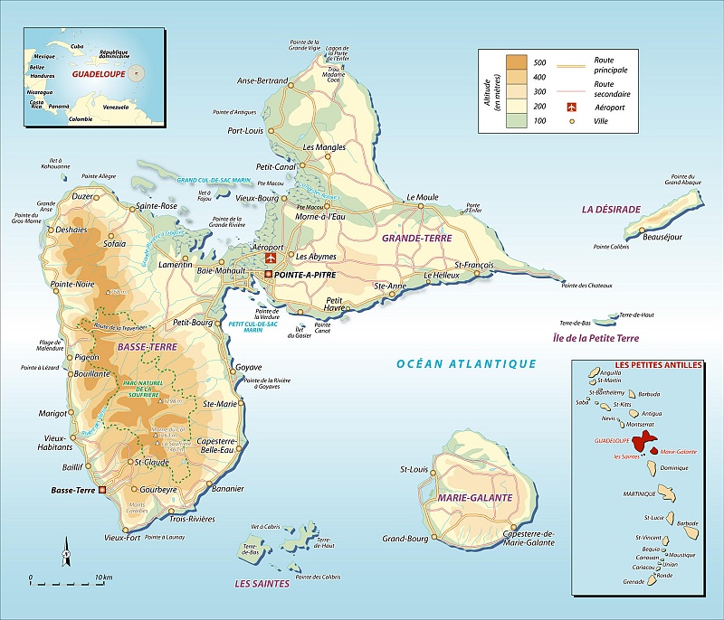 large_detailed_road_and_physical_map_of_guadeloupe.jpg - Guadeloupe